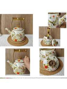 1pc Vintage Enamel Drip Coffee Pot, Household Teapot, Cold Water Pot, Oil Pot, Tea Pot, Milk Tea Pot, Household Manual Drip Coffee Pot, Enamel Water Pot, Heat-Resistant Tea Enamel Pot, Enamel Coffee Pot, Thick Enamel Oil Pot, Retro Restaurant Tea And Water Pot, Milk Tea Pot, Multi-Capacity Teapot 1.5L - Multicolor Teapot - View 10