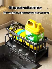 1pc Kitchen Sink Sponge Holder, Self-Draining Sink Caddy, Plastic Kitchen Sink Organizer Rack, Kitchen Rag Rack, Bathroom Shelf, Faucet Sponge Holder, Sponge & Dishwashing Liquid Organizing Holder, Multi-Functional Storage Basket, For Dish Drainer, Soap, Brush, Towel, Cleaning Spray, Kitchen Gadgets, Bathroom/Kitchen Accessories, Christmas Kitchen Decoration - Multicolor - View 7