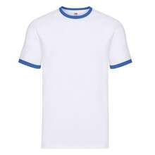 Fruit of the Loom Mens Ringer TShirt (White/Royal Blue) - 藍色 - 查看 1