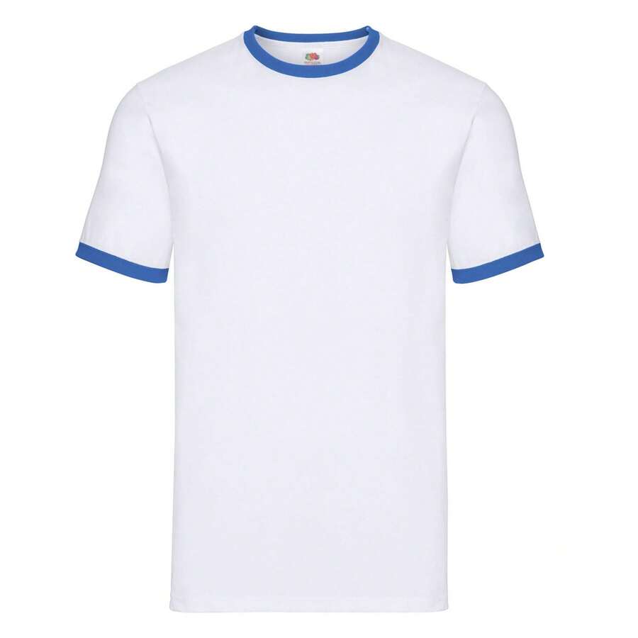 Fruit of the Loom Mens Ringer TShirt (White/Royal Blue) - 藍色 - 查看 1
