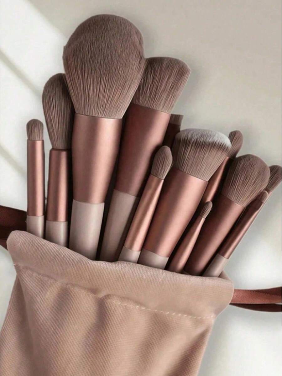15-Piece Makeup Brush Set (With Drawstring Storage Bag), Makeup Powder Puff, Makeup Sponge, Rouge Brush, Foundation Brush, Eyeshadow Brush, Contour Brush, Eye Makeup Brush, Soft-Bristle Makeup Brush, Rouge Brush, Professional Makeup Brush Set, Women's Makeup Brush Beauty Tool Set,Brush Set,Makeup Brush Kit,Make Up Brush Set,Make Up Set Complete,Makeup Brush Set,Complete Makeup Kit,Brush Kit,Brushes Makeup Set,Makeup Gift Set,Set - Multicolor - View 1