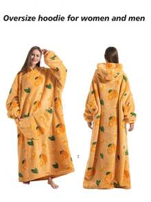 Adult Extra Long & Thick Hooded Blanket With Sleeves, Suitable For Autumn/Winter, Super Warm & Cozy, Oversized Fleece Hooded Blanket With Extra Large Pocket, Unisex, Machine Washable, Suitable For Indoor & Outdoor, Comfortable Homewear, Charming, Soft Touch, Ideal For Leisure At Home - Multicolor - View 3