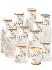 8/25个装 Hey Baby 波西米亚风一次性纸杯，适用于性别揭晓派对、迎婴派对、男孩或女孩派对，可盛装冷热饮、咖啡，也适用于婴儿派对、家庭聚会、野餐，还可用作婴儿派对装饰、家居装饰和生日装饰。 - hey Baby boho - 查看 1