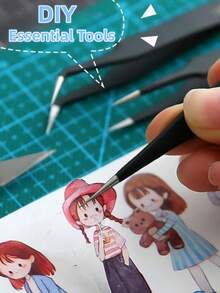 6 pinzas de colores antiestáticas, herramientas de papelería con punta de precisión y punta curva, kit de herramientas DIY para planificadores