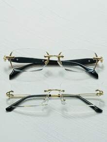 2 Cặp Kính Trong Suốt Kim Loại Sang Trọng Dành Cho Nam, Thích Hợp Đeo Hàng Ngày, Học Tập, Đọc Sách, Xem TV, Chơi Game Trên Máy Tính - Trong sáng - Xem 2