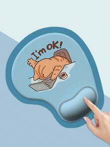 硅胶腕托鼠标垫，6 种款式可爱卡通猫咪设计，防滑支撑，适合家庭和办公室，柔软舒适的手绘风格，22.81x19.2 厘米，办公室腕托，卡通猫咪图案，柔软硅胶材质