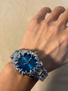 1pc Y2K Devil's Claw Vintage Style Watch, Unique Fashion Asymmetrical High-Quality Men's Quartz Wristwatch With Waterproof, Date Display, Luminous Function - Multicolor - View 1