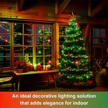 1 Pack 50/100/300 Solar Powered LED String Lights For Outdoor Christmas Decoration, Red & Green/Blue & White/Red & White Fairy Lights, 8 Lighting Modes, Flickering Solar Fairy Lights With Light Sensor, Suitable For Garden, Patio, Balcony Outdoor/Indoor (Colorful, Warm, White)