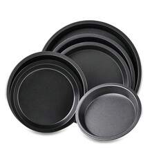 1 件不粘披萨烤盘，6/7/8/9/10/11 英寸黑色圆形披萨烘焙模具，家用烘焙工具 - 黑色 - 查看 1