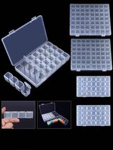 1 Or 2pcs DIY Diamond Painting Diamond Storage Box, Sorting Box, 28 Grids Or 56 Grids Available - Clear - View 1