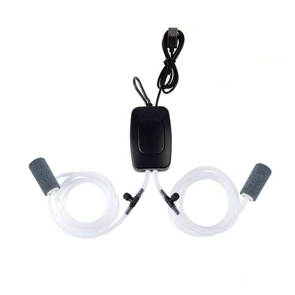 Bomba de aire USB, oxigenador de uso doméstico, mini, silencioso, con doble puerto, oxigenador ajustable, oxigenador de tanque de pesca al aire libre, compacto y conveniente, apto para peces, camarones, cangrejos, tortugas, mariscos y talla grande