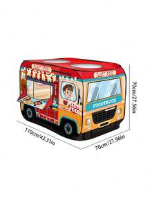 Składany namiot-domek dla dzieci w kształcie food trucka z hamburgerami, odpowiedni do użytku wewnątrz i na zewnątrz, kolorowy design, wytrzymały materiał poliestrowy, łatwy w montażu i przenoszeniu, idealny na kemping, piknik i do zabawy na świeżym powietrzu, idealny prezent na urodziny, Boże Narodzenie, Halloween lub Wielkanoc, plac zabaw na kempingu | Namiot zabaw | Wytrzymały domek do zabawy