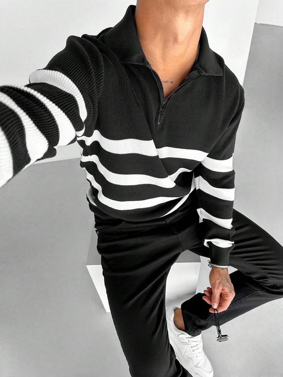 Men's Old Money Color Matching Thickened Sweater, Fall/Winter