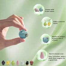 Mini Vase Magnets For Fridge 6PCS - 3D Ceramic Tiny Plant Vase Magnets Fridge Decoration Set Design For Refrigerator, Lockers & Office Spaces (1pc, 3pcs,6pcswith Flower) - One Size - View 5