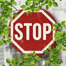 [2D Flat] Vintage Stop Sign Aluminum Wall Art - 7.8" Round Retro Traffic Symbol Poster, Perfect For Bar, Cafe, Beach House, Playroom & Backyard Decor, Metal Outdoor Decor - 彩色 - 查看 5