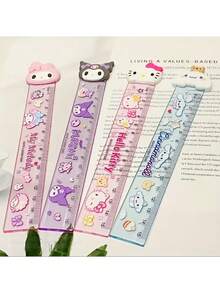 Sanrio [Student Favorite] Sanrio And Kuromi Design Ruler, Suitable For School And Office, Cartoon Design Suitable For Drawing And Measuring, Kawaii Stationery Gift, Student Halloween Gift,School Supplies,Back To School