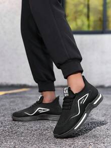New Anti-Slip Thermal Lining Running Shoes, Fashionable Men's Sports Sneakers - Black (velvet) - View 5