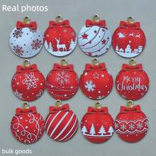 12件套2D扁平优雅木质圣诞球挂饰套装 - 12件2D扁平圣诞挂饰，木质挂件，家居装饰佳品，适用于圣诞树、花园和派对装饰，冬季新年家居派对用品（多种款式） - 彩色 - 查看 10