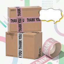 4,5 cm x 60 m Ruban d'emballage imprimé "Merci", ruban d'expédition à motif floral coloré pour boîtes, cadeaux, emballage cadeau, personnalisable - Multicolore - Voir 6