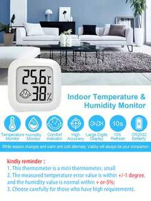 1pc/2pcs Mini Hygrometer, Compact Digital Humidity And Temperature Meter With LCD Display - Accurate Temperature And Humidity Monitor, Battery Powered, Easy To Read Comfort Indicator