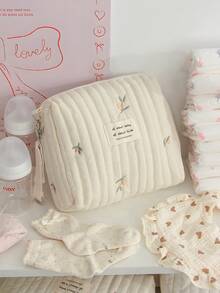 1pc Changing Bag With Cute Animal Embroidery - Multifunctional Large Capacity Diaper Bag And Baby Essentials Handbag, Large Capacity Multifunctional Baby Diaper Bag, Unisex Portable Changing Bag, Easy-To-Clean Material, Newborn Travel Storage Bag, Stylish And Lightweight Diaper Storage Bag, Baby Daily Necessities Storage, Change Of Clothes Storage, Socks Storage, Bottle Storage, Bib Pad Storage, Suitable For Daily Use - Multicolor - View 12