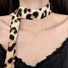 极简性感风格豹纹波点真丝围巾，新款小众高端夏季腰带，适合秋季上学和万圣节等场合。 - 彩色 - 查看 9