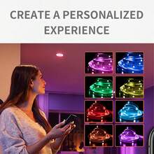 Tira de luz LED de 3 pies a 100 pies para decoración del hogar, equipada con control remoto de 44 teclas y control por aplicación, con temporizador y atenuación de color RGB sincronizada con música, adecuada para decoración de dormitorio, vacaciones, decoración de habitación, decoraciones de pared - luz policromática - Ver 9