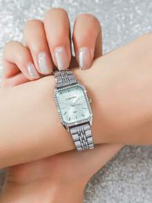 1 件优雅奢华时尚女士手链手表，镶有钻石，生日/节日礼物 - 藍色 - 查看 3