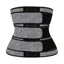 3 Band Tummy Control Fitness Corset, Neoprene Waist Trainer For Women, BodyShaper Waist Sweat Belt, Lose Weight Instantly With This Adjustable Corset Belt - ForMen & Women! - 灰色 - 查看 9