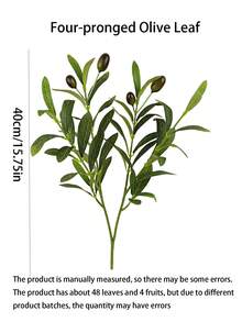 5支仿真橄榄枝，绿色植物茎，橄榄叶，仿真果实，丝绸植物，人造橄榄枝和绿叶，花瓶填充物，家居装饰，室内仿真绿植，适用于婚礼花束、拱门、花环、餐桌摆饰、花瓶填充物、家庭派对装饰、礼品、绿色植物茎、仿真橄榄树枝 - 綠色 - 查看 5