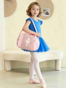 1 件女童尼龙拉链儿童单肩舞蹈背包休闲旅行包公主舞蹈包适合日常户外使用