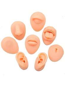 Silicone Ear Model,Nose And Mouth Model, Left And Right Soft Flexible Model Fake Ear Piercing Practice, Silicone Body Parts, Realistic Silicone Ear Mold For Jewelry Display Acupuncture Mannequin Teaching Instruction - Apricot - View 3