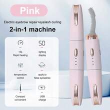 RAF 2-In-One Heated Eyelash Curler And Electric Eyebrow Trimmer - USB Rechargeable 180mAh Lithium Battery, 2 Usage Heads, Quick Eyebrow Shaping / 60-Second Heat Protection, 48-Hour Long-Lasting Eyelash Curling/Washable Blade Heads/Beauty Tool With Gentle Heating, Portable Beauty Solution, Easy To Curl And Trim