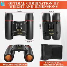 30x60 Travel Binoculars For Bird Watching – Small Binoculars For Adults With 126M/1000M Wide Field Of View, 7.2° Angle & Storage Bag – Designed For Hiking, Birdwatching, And Outdoor Adventures - 預設 - 查看 2