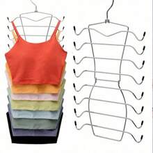 1 Percha plegable de acero inoxidable para el hogar, diseñada para almacenar y secar ropa interior. Hecha de metal con un diseño de 8 capas. Incluye ganchos para fijar ropa interior y sujetadores, así como un estante de una sola pieza sin costuras para almacenar camisetas de tirantes. - Multicolor - Ver 6