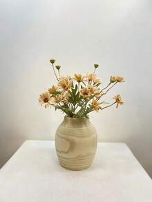 1pc Wooden Appearance Vase, Simple, Retro Style Vase, Flower Display Creative Wooden Art Ornaments Home Decoration, Bedroom Decoration, Room Decoration, Wedding Table Decoration, Suitable For Room, Bedroom, Living Room Table, Display Cabinet, Wedding Table, Autumn Decoration(Wood Texture Will Be Different) Flower Vase Glass Vase