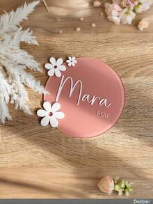1PC Personalised Acrylic Daisy Name Plaque: Nursery Decor, Door Sign, Custom Kids Teen Announcement Sign, Kids Birth Plaque, Personalized Wooden Birth Name Plaque, Hello World Reveal Photo Props - Multicolor - View 5