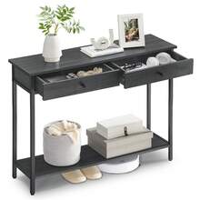 Console Table, Hallway Table, Side Table, Sofa Table with 2 Drawers, Steel Frame, Hallway, Living Room, Industrial Design