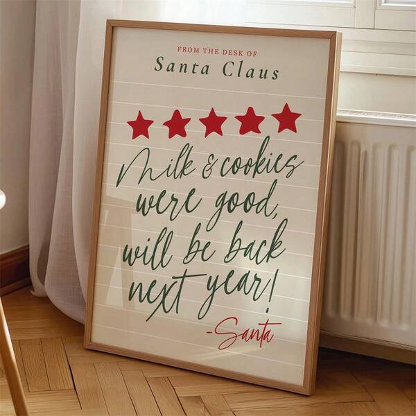 1 قطعة ديكور عيد الميلاد بدون إطار، ديكور جداري لعيد الميلاد، لافتة تقييم أنيقة، طباعة عيد الميلاد الفينتاج، ملصق ملاحظة سانتا كلوز، ديكور جداري قابل للطباعة