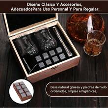 Juego de Vasos para Whisky con Palet,Whiskey Set de Regalo con 2 Vasos para Whiskey,8 Piedras de Whisky y Bolsa Transportadora,Pinzas de Acero,2 Posavasos,Regalos para Hombre,Papa,Novio,Marido - 1 - Ver 7