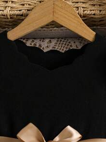 Vestito da ragazza con scollo a V, maniche a palloncino, patch in rete, con cintura, adatto per esibizioni scolastiche, feste di compleanno, uso quotidiano, autunno