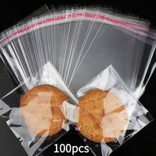 200/100Pcs Self Sealing Cellophane Bags,4x6 Inches Cookie Bags Resealable Cellophane Bag Packaging Cookies, Surprise Gifts, Halloween And New Year - 100個袋子 - 查看 1