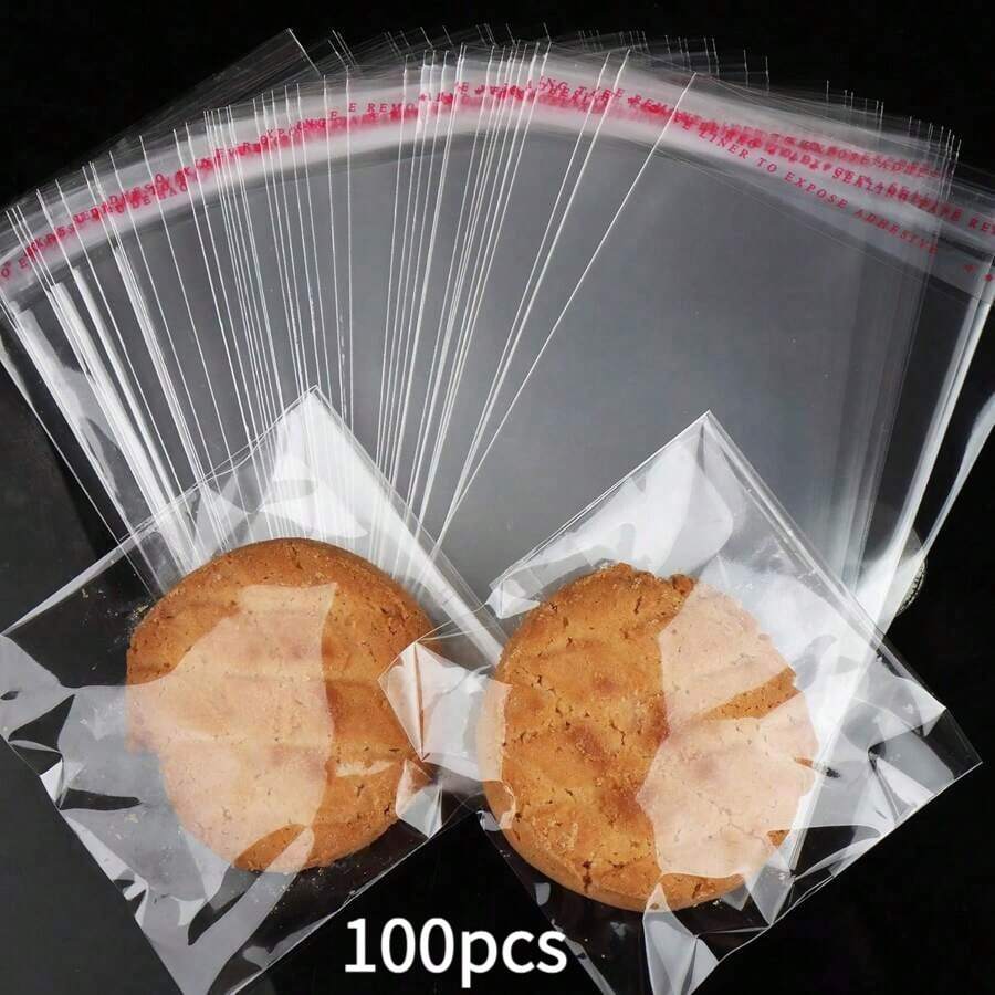 200/100Pcs Self Sealing Cellophane Bags,4x6 Inches Cookie Bags Resealable Cellophane Bag Packaging Cookies, Surprise Gifts, Halloween And New Year - 100個袋子 - 查看 1