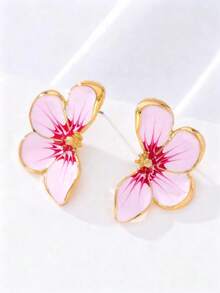 1 Paar handbemalte emaillierte Tropf-Öl Goldohrringe, geeignet für den täglichen Gebrauch, Geburtstag, Muttertag, Freundin oder Tochter Überraschungsgeschenk