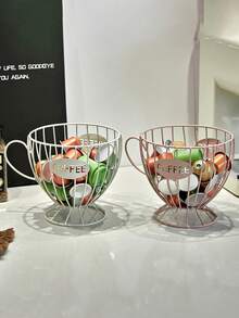 1pc Nordic-Style Metal Coffee Capsule Storage Rack - Modern Snack And Fruit Basket With Golden Accents, Durable Kitchen & Coffee Shop Home Decoration, Simple Design, Elegant Completion Of Multi-Color Available Christmas Gifts