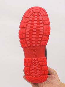 2025 Autumn/Winter Thermal-Lined Black Glossy Mirror Decor Waterproof Boots, Suitable For Holidays, Travel, Rainy Days, Outdoor Short Ankle Comfortable Casual Thick Sole Waterproof Shoes For Teenagers