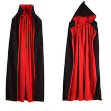 Mantelli neri e rossi per Ognissanti, mantelli da mago vampiro con colletto alto, accessori per costumi con cappuccio, accessori di scena per ruoli, decorazioni per feste, accessori per fotografia, accessori per spettacoli dal vivo - Nero rossastro - Visualizzare 6