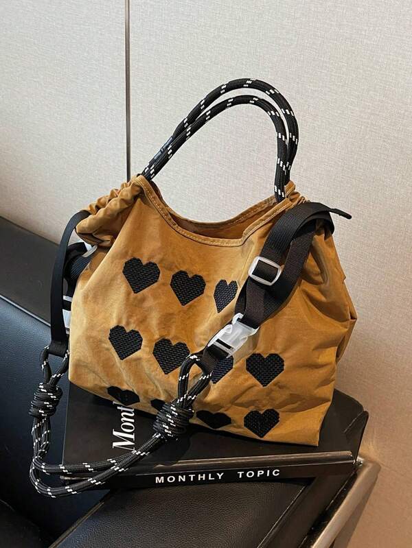 2025 New Fashion Women's Shoulder Bag, Large Capacity Commuter Bag, Unique Design Crossbody Bag, Casual Versatile Tote Bag, Comfortable Nylon Fabric, Contrast Color Design, Adjustable Shoulder Strap, Spacious Interior, Suitable For Travel, Shopping, Dating, Women's Gift, Ideal For Teens, College Girls, And Working Women, Perfect For Office, School, Work, Business, Commute, Outdoor, Travel, Picnic