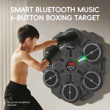 Intelligent Music 6-Key Punching Bag, Light & Music Responsive Punching Bag, No Drilling Required Home Punching Bag, Upgraded Bluetooth Lighting & Music Version With Gloves, Parent-Child Interactive Stress Relief Fitness Equipment, Improve Kids' Concentration, Sensory Integration Training Reaction Speed & Rhythm, Adjustable Speed - Multicolor - View 3