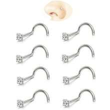 Nhẫn mũi vàng 18k - Khuyên xỏ khuyên bằng thép không gỉ 316L 20g dành cho nam nữ, khuyên mũi tiêu chuẩn hoặc dài đính đá CZ hoặc đá mũi tròn - Nhiều màu - Xem 25